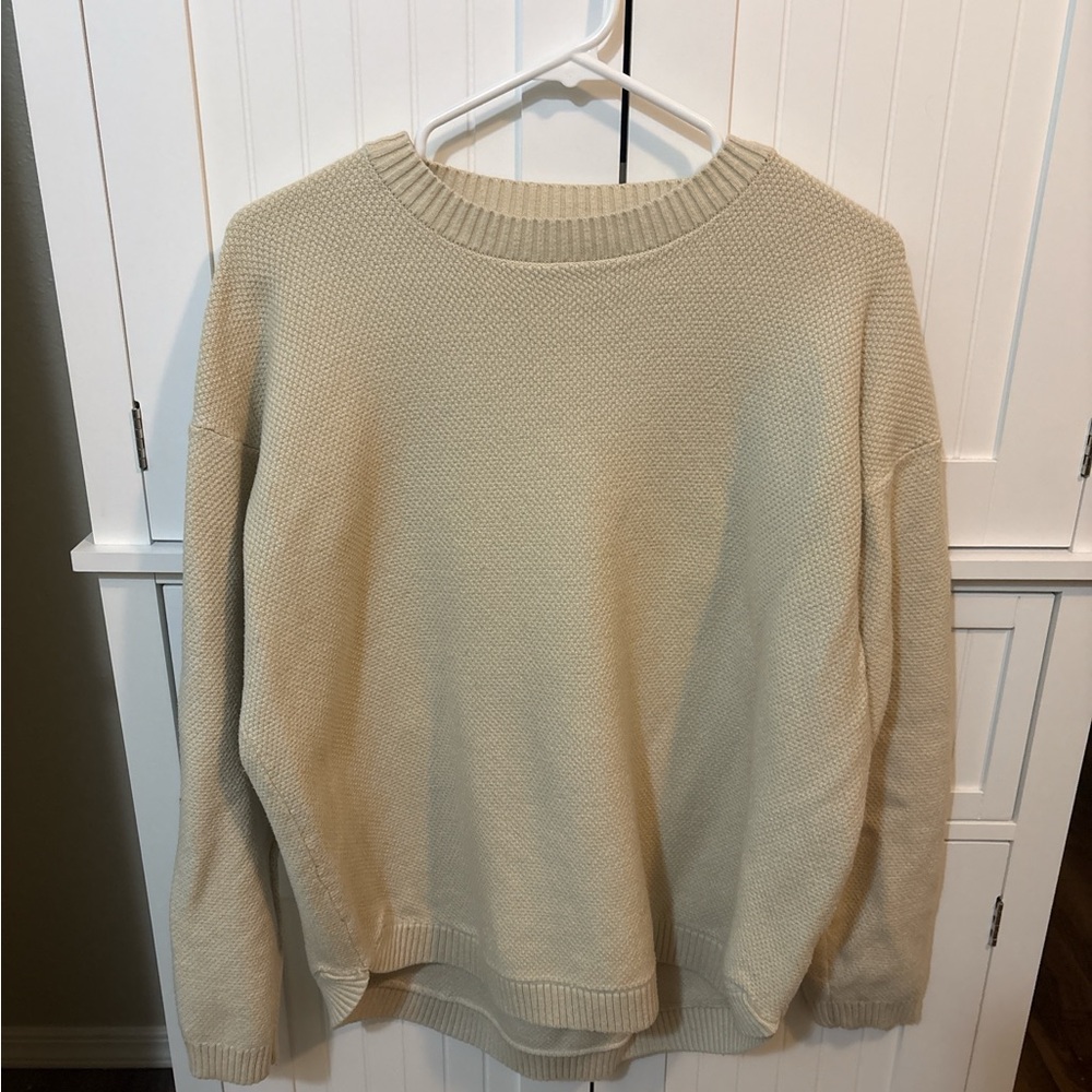 Sherosa Cream Soft Girl Knit Sweater XL Cozy Neutral Pullover